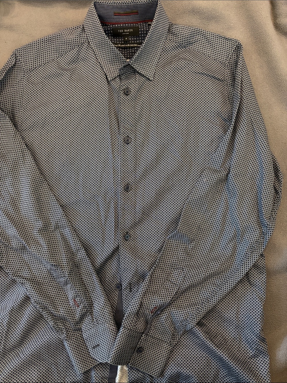 Ted Baker London Navy and White Micro Dot Button-Down Shirt
